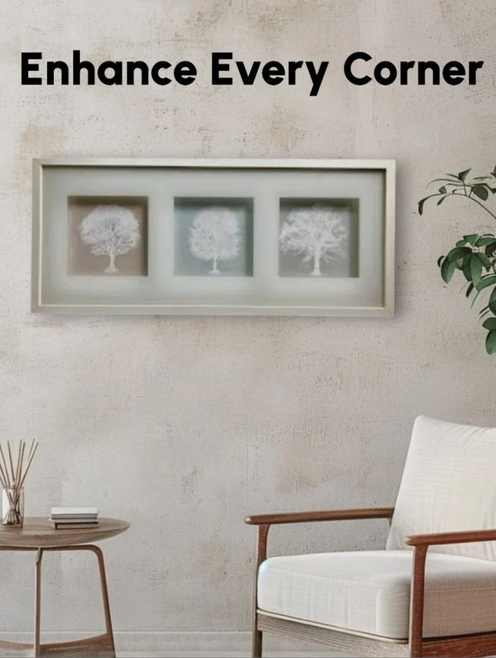 NWOT IKEA Trees Art 3D Shadow Box Wood Framed White Nature  Elegance 28